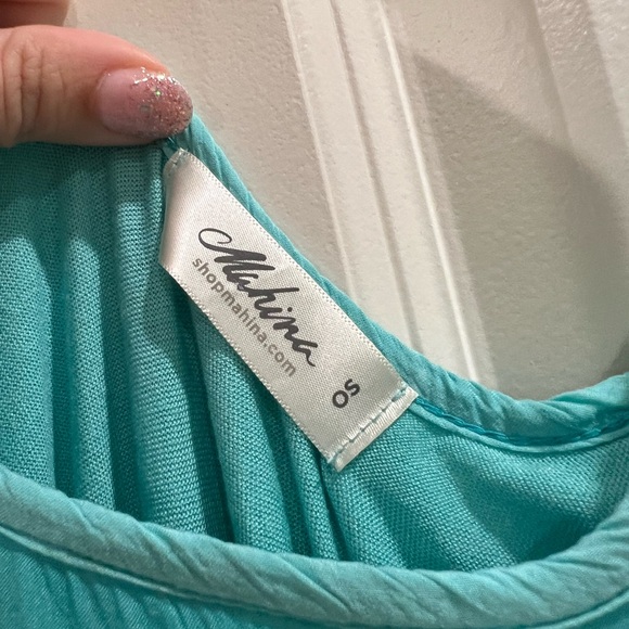 Mahina Maxi Dress One Size lined breezy teal blue - Picture 2 of 4